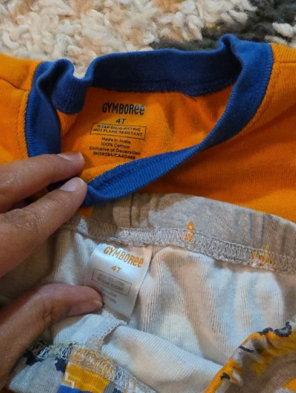 Gymboree Orange and Blue Construction Excavator Pajama Set